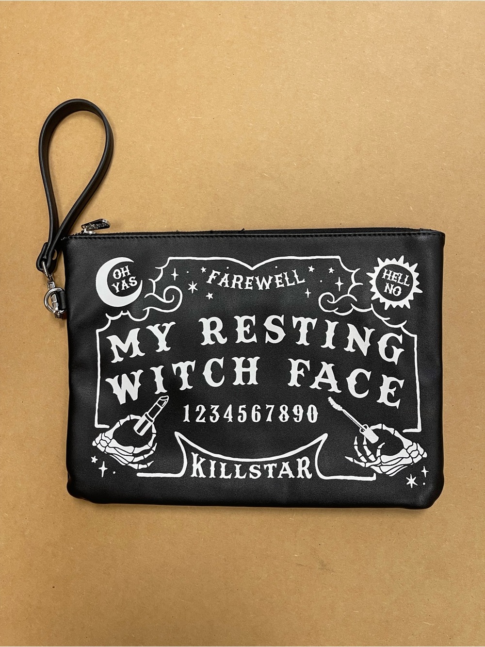 Killstar Black and White 'My Resting Witch Face' Wristlet Pouch